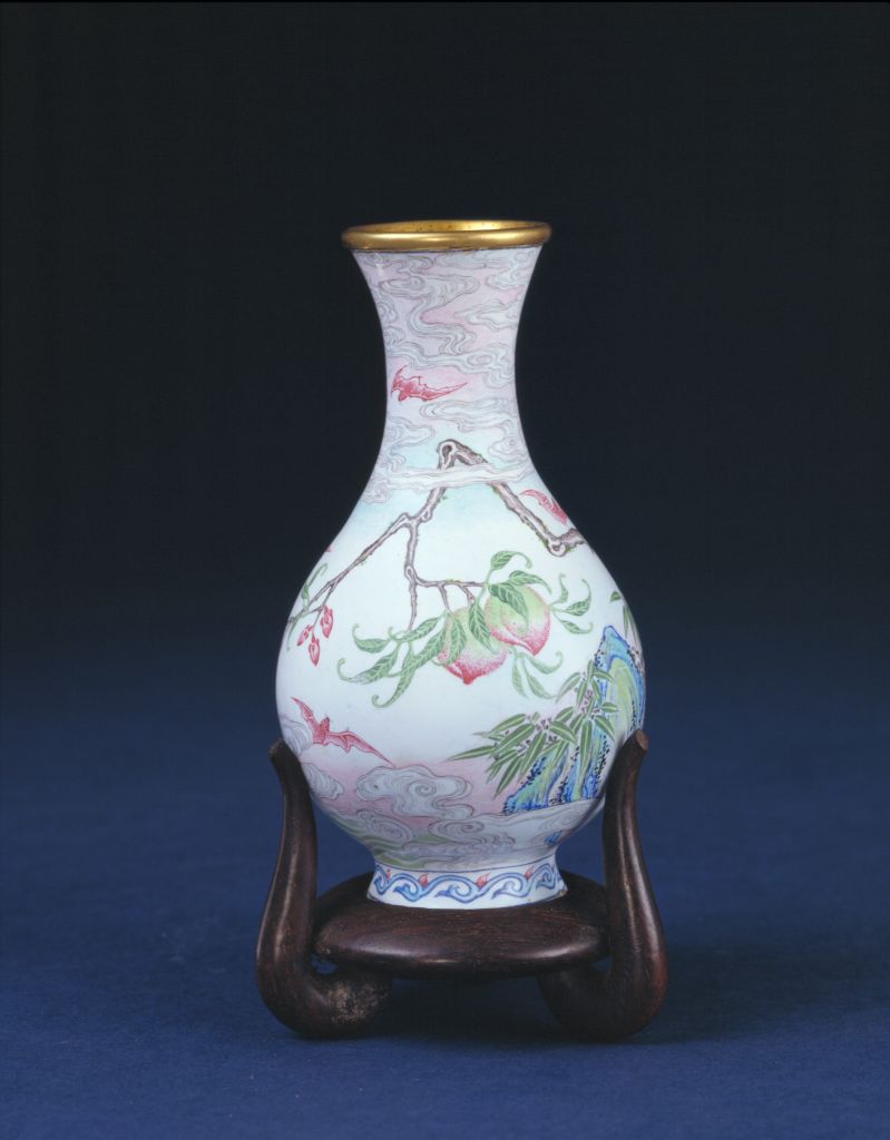 图片[2]-Kangxi style enamel peach bat vase-China Archive